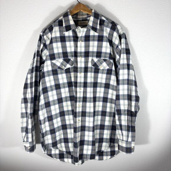Vintage LL Bean Shirt Mens X-Large Tall Flannel Button Up Plaid Macflannel USA - Picture 1 of 7
